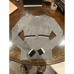 Vtg Jil Sander Grey Striped Cardigan Sweater raf dries yohji cdg the row lemaire